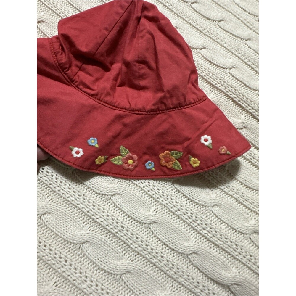 Gymboree 0-12 Months Vintage Hat Sun Pink Embroidered Flowers Girls Baby - Picture 2 of 7